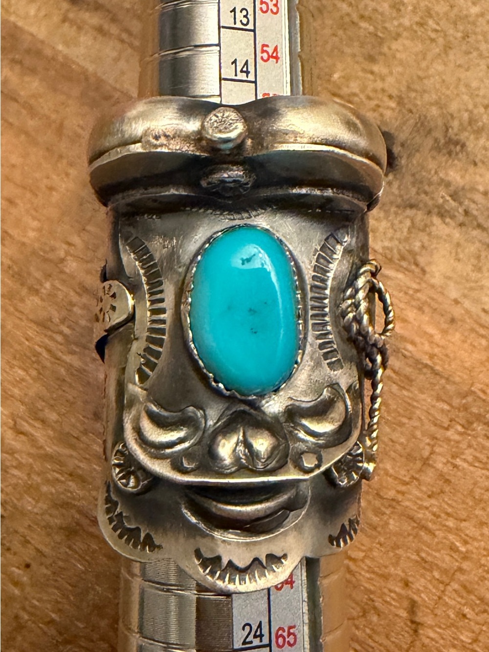 Tim Yazzie Sterling Silver Turquoise Statement Saddle Ring - Bright Blue - Picture 9 of 9